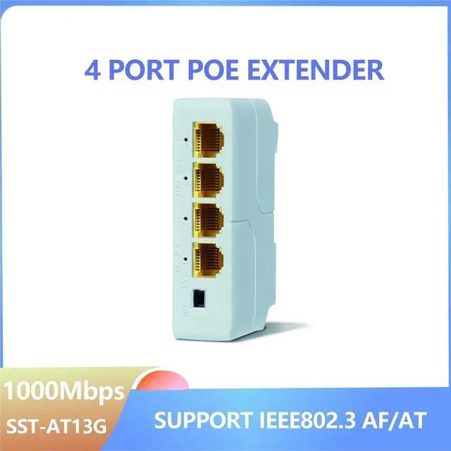 Alt view image 2 of 7 - Repeater POE 3 Port PoE Extender 10/100/1000Mbps 1 to 3 Network Switch Repeater with IEEE802.3af Plug&Play(SST-AT13G)