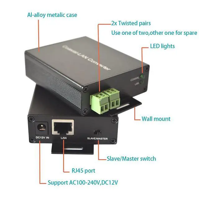 Alt view image 3 of 7 - Ethernet Extender Kit (Pair) Over Twisted Pair/Telephone Wire/Phone line up to 2Km(6500ft) for HD Network IP Camera, Webcam