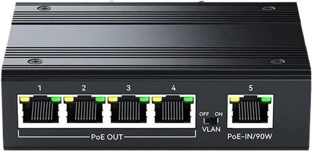 Main image of Repeater POE Industrial 4 Port Gigabit POE Repeater Extender 1000Mbps Aluminum Alloy DIN Rail 90W Input