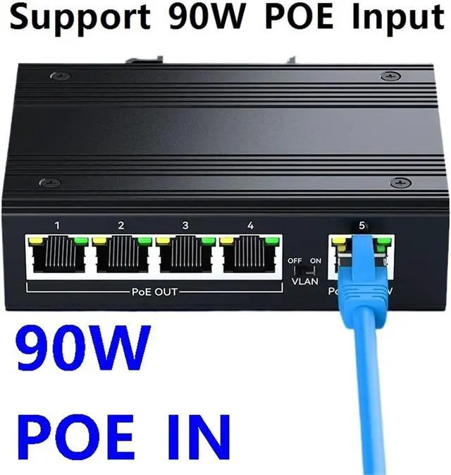 Alt view image 6 of 7 - Repeater POE Industrial 4 Port Gigabit POE Repeater Extender 1000Mbps Aluminum Alloy DIN Rail 90W Input