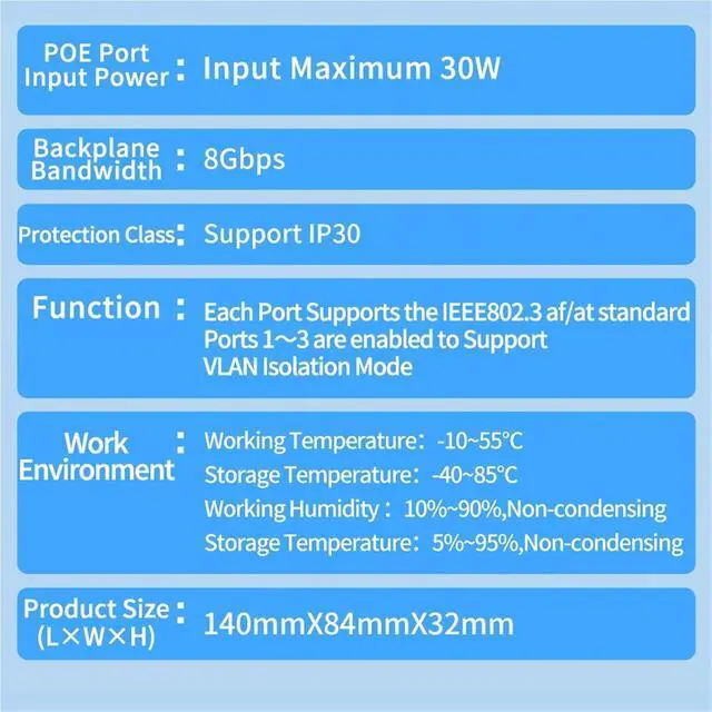 Alt view image 5 of 7 - Repeater POE 4 Port Gigabit POE Repeater 1000M Outdoor Rainproof Network POE Extender VLAN 44-57V 30W