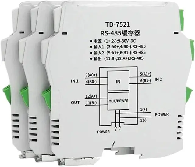 Alt view image 2 of 6 - 485 Repeater RS485 Collecting Line Sharing Device 485 Splitter 1 in 2 Out Industrial Grade Photoelectric Isolation 2 Channels 24Vdc Power