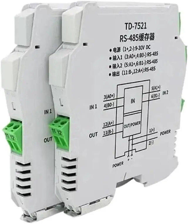 Alt view image 6 of 6 - 485 Repeater RS485 Collecting Line Sharing Device 485 Splitter 1 in 2 Out Industrial Grade Photoelectric Isolation 2 Channels 24Vdc Power