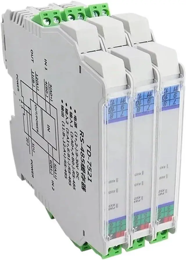 Alt view image 4 of 6 - 485 Repeater RS485 Collecting Line Sharing Device 485 Splitter 1 in 2 Out Industrial Grade Photoelectric Isolation 2 Channels 24Vdc Power