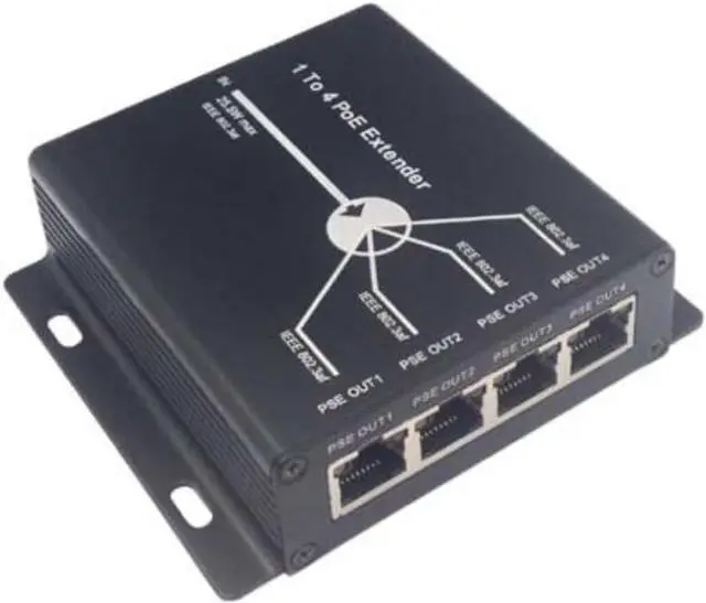 Main image of 1 to 4CH PoE IP Network Extender Booster 10/100M, IEEE 802.3af/at Compliant, Plug-and-Play, Extends Range up to 120m via Cat5