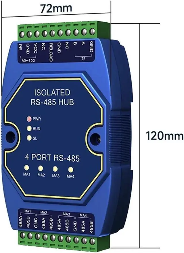 Alt view image 2 of 2 - RS485 Hub 4-Way to 1-Way DC 8~28V E810-R41