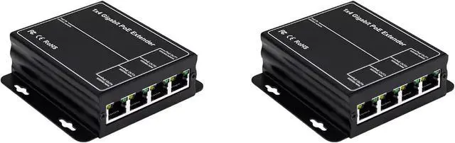 Main image of 2X 4 Port Gigabit POE Extender 100/1000Mbps 90W 1in 4 Out PoE Repeater DIN Rail Network VLAN for 48V POE