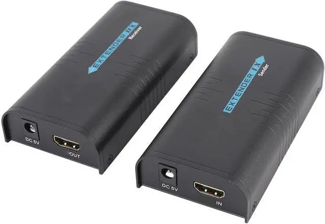 Alt view image 4 of 7 - HD Multimedia Ethernet Extender, 1080P HD Over Single Cat5 Cat6 Up to 200m, with Transmitter and Receiver Kit, for Point to Point (US Plug)