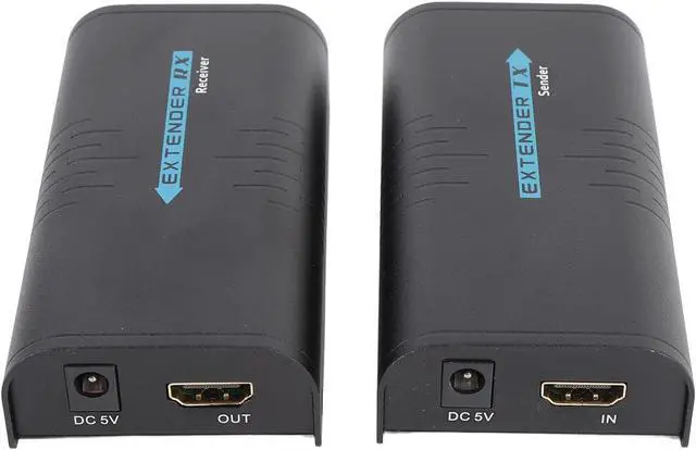 Alt view image 5 of 7 - HD Multimedia Ethernet Extender, 1080P HD Over Single Cat5 Cat6 Up to 200m, with Transmitter and Receiver Kit, for Point to Point (US Plug)