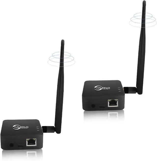 Main image of Wireless Bridge,2.4G Point to Point Outdoor 1KM Long Range WiFi Bridges for PtP/PtMP with High Gain Antenna, Type-C Adapter, RJ45 Ethernet Port (Black) (2 Pack TX)