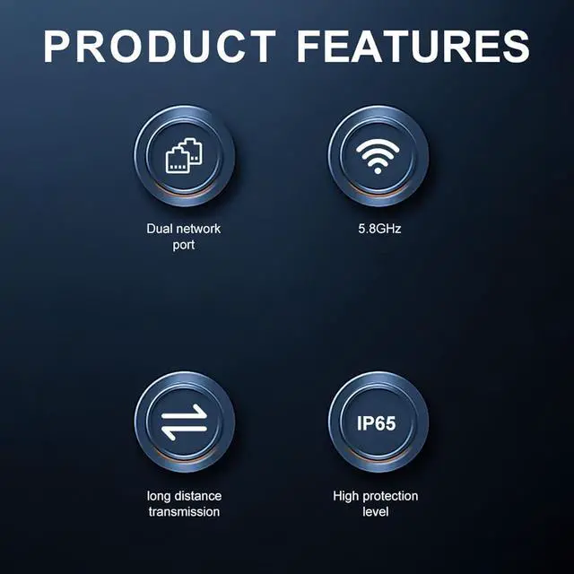 Alt view image 3 of 7 - Diyeeni 900M 5.8GHz High Power Wireless Bridge, 5km 900Mbps Transmission IP65 2 Ports for Outdoor Farm Construction Area (US Plug)