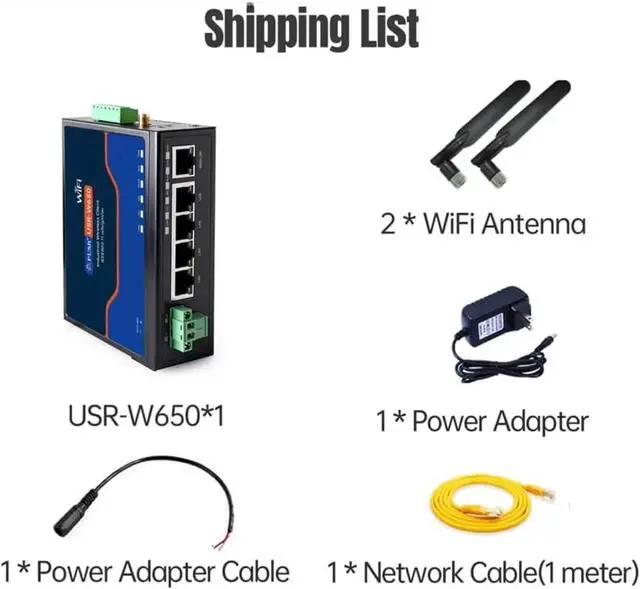 Alt view image 5 of 6 - USR-W650 Industrial Wireless Client High-Speed Networking 5 Gigabit Ethernet Ports WiFi Roaming, Edge Computing, CAN FD Gateway