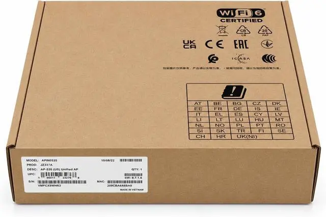 Alt view image 2 of 2 - JZ337A AP-535 Wi-Fi 6 802.11ax Dual-Band 4x4 MIMO Indoor Wireless Access Point, Internal Antennas, New Sealed (JZ337A)