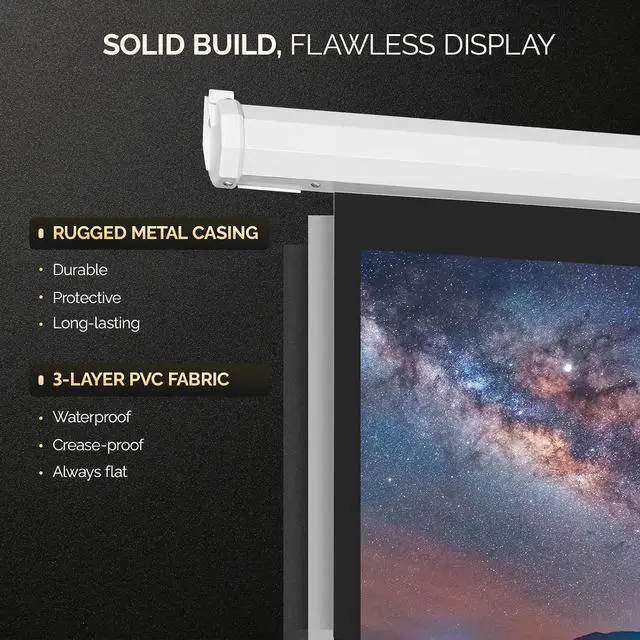 Alt view image 3 of 7 - Motorized Projector Screen with Remote Control, No Wrinkles, Without Dents, HD Screen, for Home Theater Office Classroom TV Usage (72in 16:9)