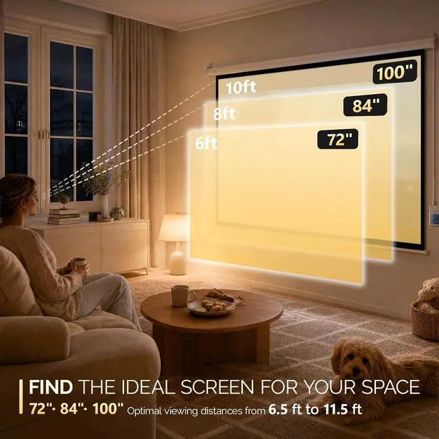 Alt view image 5 of 7 - Motorized Projector Screen with Remote Control, No Wrinkles, Without Dents, HD Screen, for Home Theater Office Classroom TV Usage (72in 16:9)