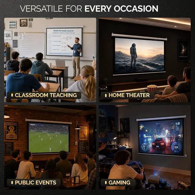 Alt view image 7 of 7 - Motorized Projector Screen with Remote Control, No Wrinkles, Without Dents, HD Screen, for Home Theater Office Classroom TV Usage (72in 16:9)