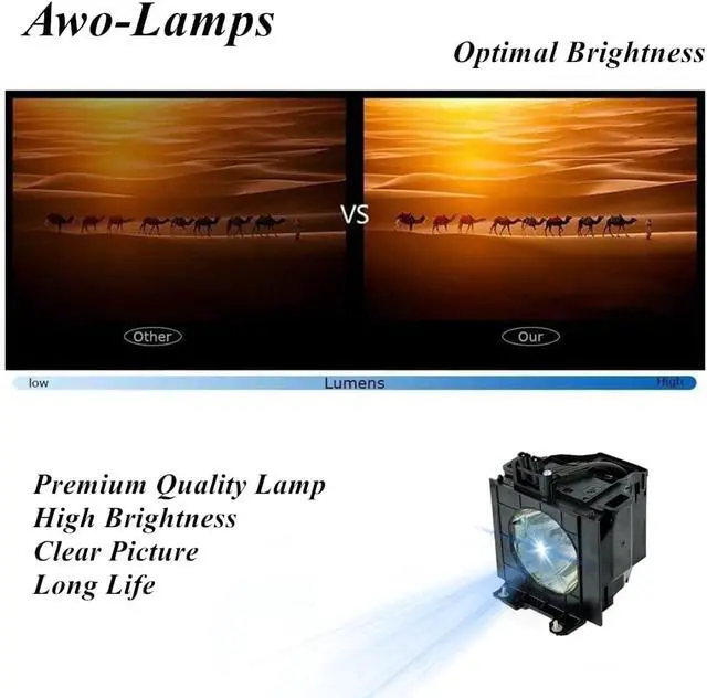Alt view image 5 of 7 - AWO ET-LAD57W Compatible Bulb Inside Replacement Lamp with Housing for PANASONIC PT-D5100,PT-D5700,PT-D5700E,PT-D5700L,PT-DW5100L,PT-D5700U/UL,PT-DW5100U/UL Projectors