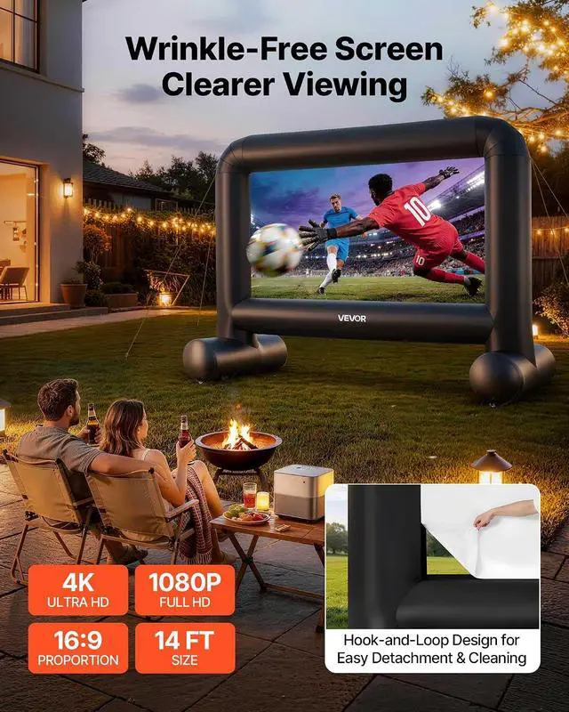 Alt view image 2 of 7 - VEVOR Inflatable Movie Screen, 14 ft Outdoor Inflatable Projection Screen with Portable Storage Bag, Front/Rear Projection, Easy Set Up, Blow Up Screen for Outdoor Backyard Movie Night, Theme Parties