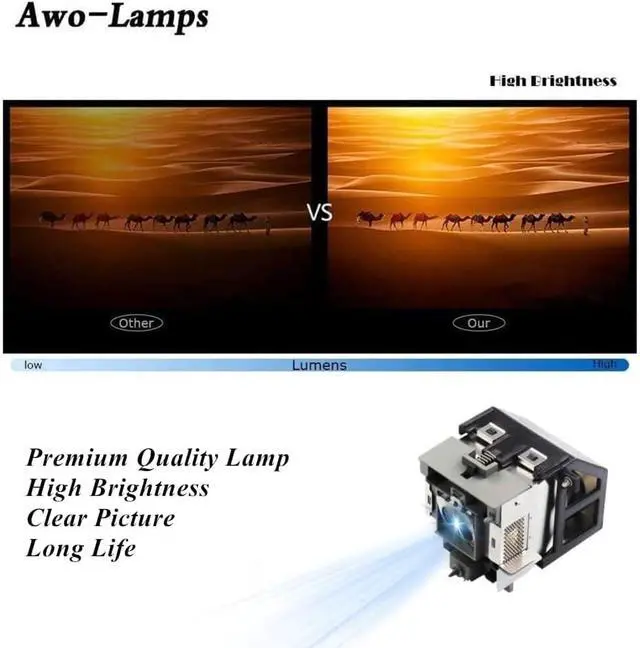Alt view image 4 of 7 - AWO 5J.J2605.001/5J.J2805.001/5J.J3905.001/5J.J8A05.001/5J.J8W05.001 Premium Replacement Lamp Bulb with Housing for BenQ SP890,W5500,W6000,W6500,W7000,W7000+,W7500,SH940 Projectors