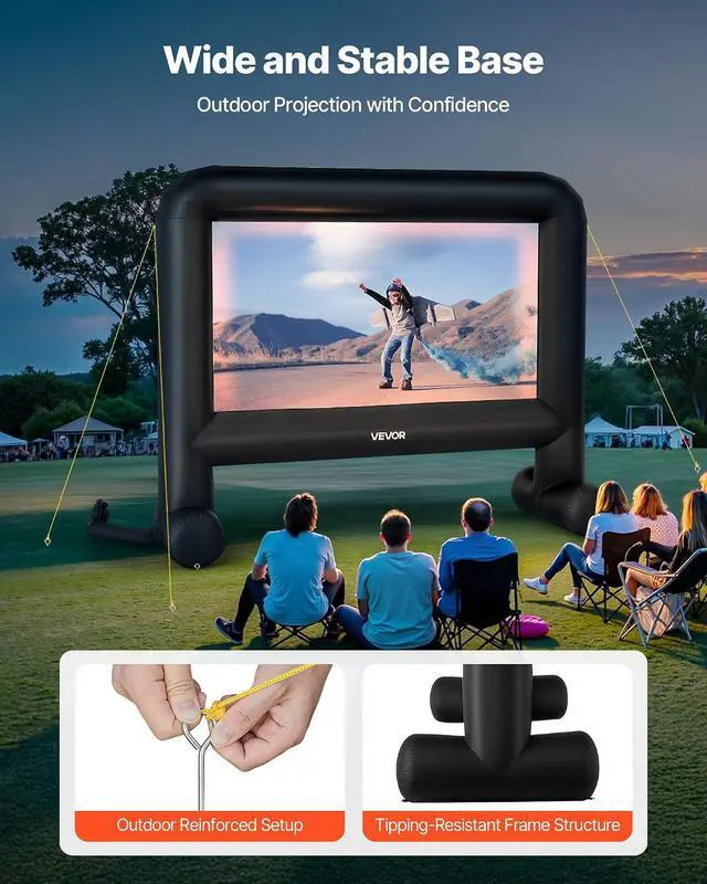 Alt view image 5 of 7 - VEVOR 16FT Inflatable Movie Screen Outdoor, Inflatable Projector Screen with Portable Storage Bag, 16:9 Easy Set Up Movie Projection for Outdoor Backyard, Home Theater, Theme Party