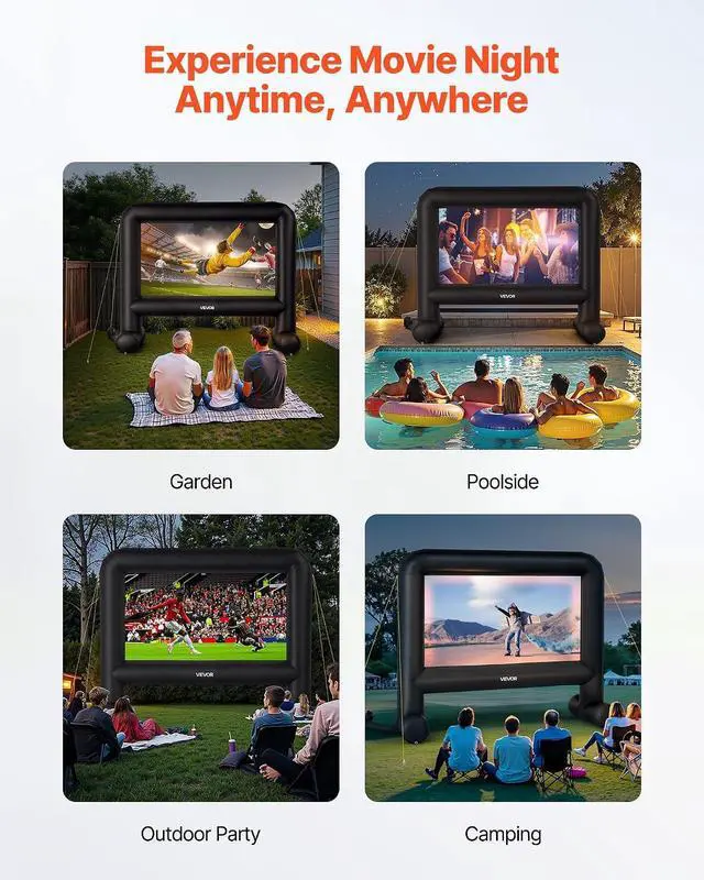 Alt view image 6 of 7 - VEVOR 16FT Inflatable Movie Screen Outdoor, Inflatable Projector Screen with Portable Storage Bag, 16:9 Easy Set Up Movie Projection for Outdoor Backyard, Home Theater, Theme Party