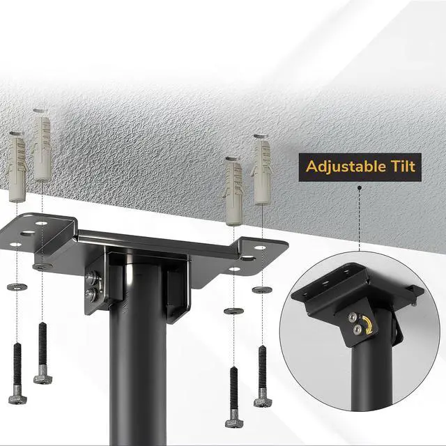 Alt view image 4 of 7 - Mount-It! PRO Projector Ceiling Mount, Heavy-Duty Commercial Grade, 99 lb Capacity, Fixed 10 in Drop for Low Ceilings, Universal Ceiling Mount for Professional Installations