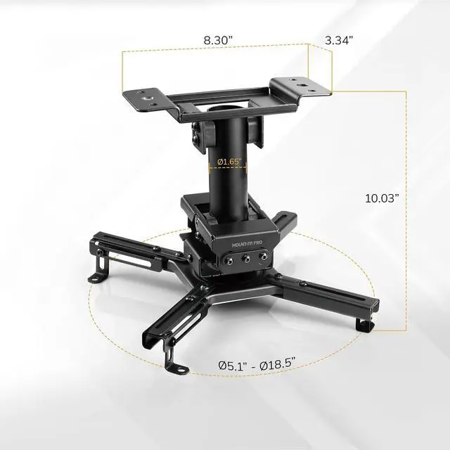 Alt view image 6 of 7 - Mount-It! PRO Projector Ceiling Mount, Heavy-Duty Commercial Grade, 99 lb Capacity, Fixed 10 in Drop for Low Ceilings, Universal Ceiling Mount for Professional Installations