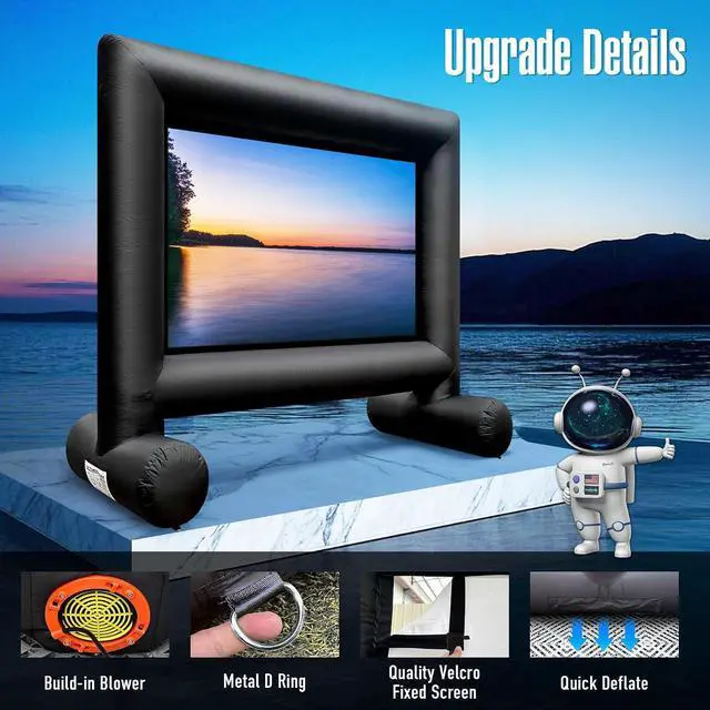 Alt view image 3 of 7 - 12Ft Outdoor Inflatable Movie Projector Screen with Built-in Fan Supports Front and Rear Projection, Blow Up Movie Screen for Party, Easy to Set Up