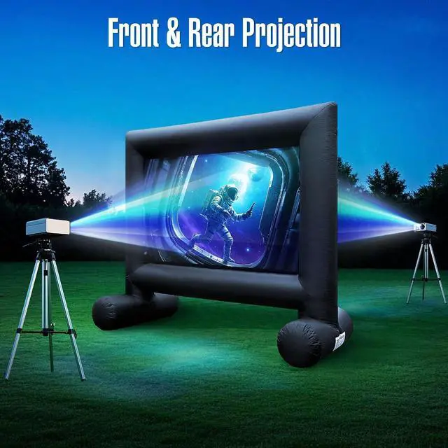 Alt view image 5 of 7 - 12Ft Outdoor Inflatable Movie Projector Screen with Built-in Fan Supports Front and Rear Projection, Blow Up Movie Screen for Party, Easy to Set Up