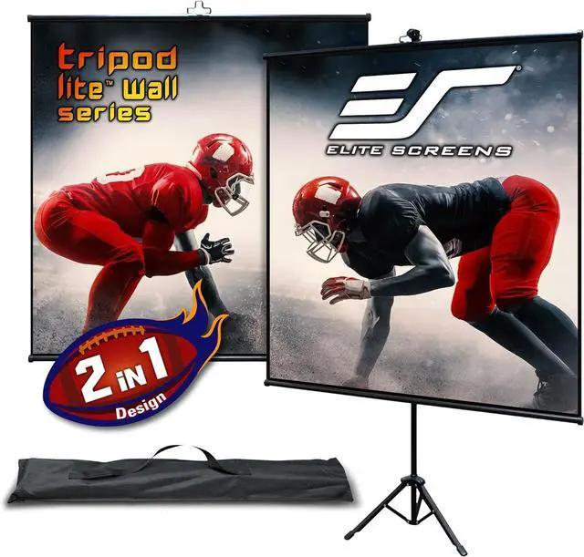 Main image of Elite Screens Tripod Lite Wall Series, 2in1 Portable Projector Screen Dual Tripod Stand/Wall Mount Indoor/Outdoor 50-INCH, 1:1 w/Carrying Bag, US Based Company 2-Year Warranty - T50SW, Black