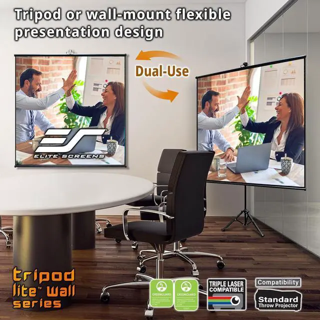 Alt view image 2 of 7 - Elite Screens Tripod Lite Wall Series, 2in1 Portable Projector Screen Dual Tripod Stand/Wall Mount Indoor/Outdoor 50-INCH, 1:1 w/Carrying Bag, US Based Company 2-Year Warranty - T50SW, Black