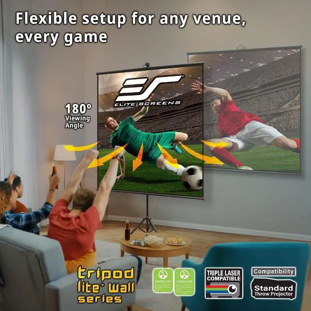 Alt view image 3 of 7 - Elite Screens Tripod Lite Wall Series, 2in1 Portable Projector Screen Dual Tripod Stand/Wall Mount Indoor/Outdoor 50-INCH, 1:1 w/Carrying Bag, US Based Company 2-Year Warranty - T50SW, Black