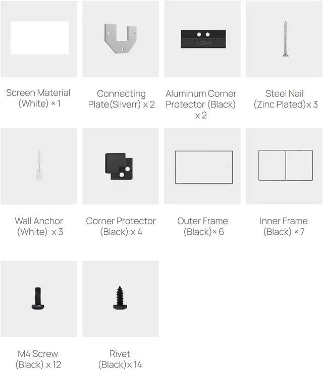 Alt view image 7 of 7 - XGIMI 100'' Fixed Frame Projector Screen 16:9 HD for Home Theater Cinema Business PresentationsLightweightSimple InstallationUltra-Thin Design