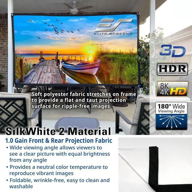 Alt view image 5 of 7 - Elite Screens Yard Master Lite 125-Inch Portable Projector Screen with Stand, Wrinkle-Free 16:9 Indoor/Outdoor Movie Screen, Fast Setup, Front & Rear Projection, Carry Bag for Backyard OMS125HLITE