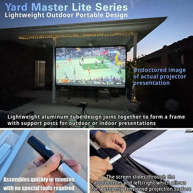 Alt view image 5 of 7 - Elite Screens Yard Master Lite, 125-inch Outdoor Projector Screen 16:9 Double Sided Wrinkle-Free Foldable Portable Indoor Movie Projection Screen,