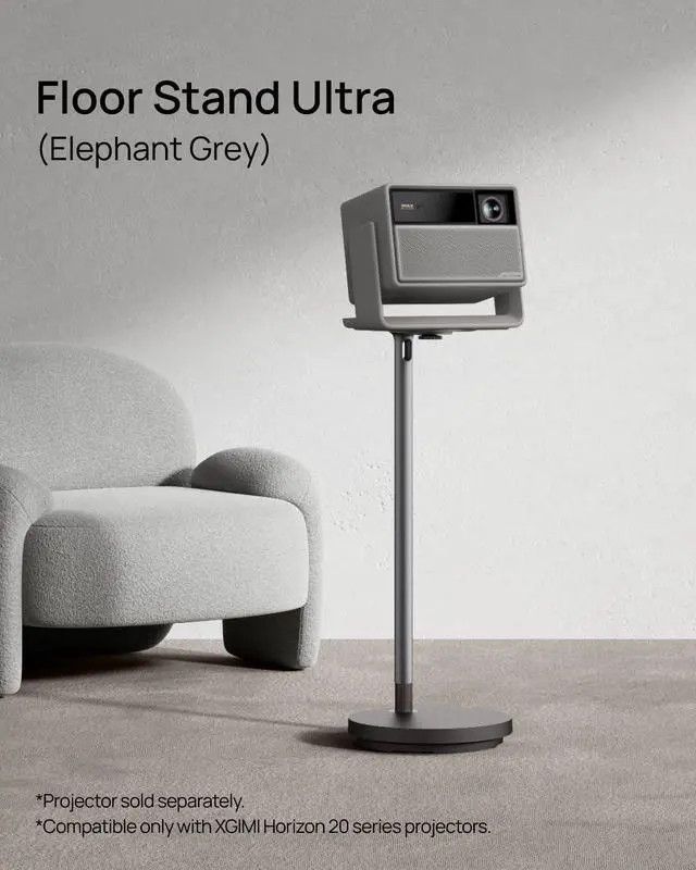 Alt view image 2 of 7 - XGIMI Floor Stand Ultra for HORIZON 20 Series(Elephant Grey), Projector Stand Fits in Home Decor, Solid Base, Support up to 10 kg, Hidden Storage, Made from Aerospace-Grade Aluminum Alloy