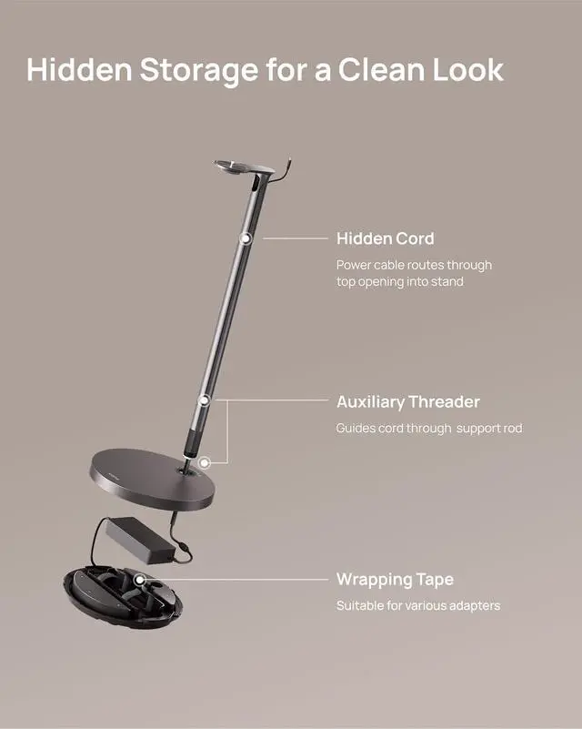 Alt view image 4 of 7 - XGIMI Floor Stand Ultra for HORIZON 20 Series(Elephant Grey), Projector Stand Fits in Home Decor, Solid Base, Support up to 10 kg, Hidden Storage, Made from Aerospace-Grade Aluminum Alloy