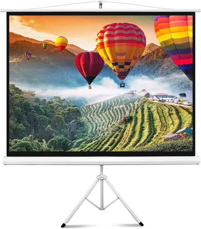 Main image of Pyle 80 Inch Portable Projector Screen with Tripod Stand - Quick Setup Fold Out Roll Up Screen Featuring White Matte Surface 16:9 Aspect Ratio Black Masking Border, Ideal for Indoor and Outdoor Use