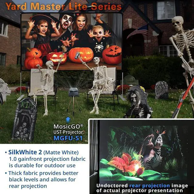 Alt view image 2 of 7 - Elite Screens Yard Master Lite, 125-inch Outdoor Projector Screen 16:9 Double Sided Wrinkle-Free Foldable Portable Indoor Movie Projection Screen,