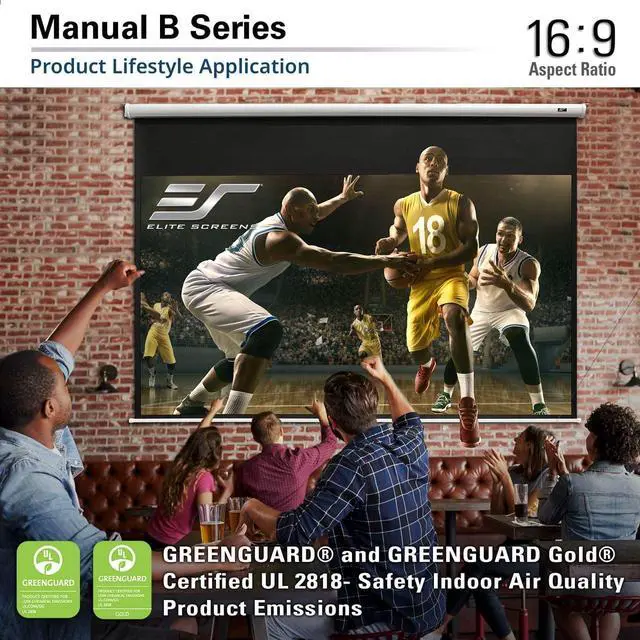 Alt view image 7 of 7 - Elite Screens Manual Pull Down Projector Screen 110-INCH 4:3 Home Movie Cinema Gaming Office Presentation, ISF Certified, Auto-Lock Mechanism, 4K /8K 3D Ultra HDR HD Ready, M110V