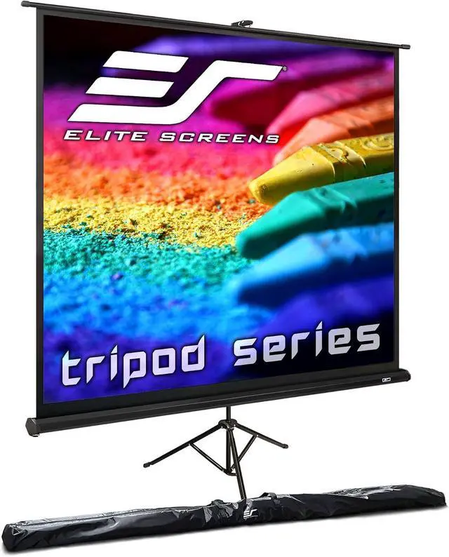 Main image of Elite Screens Tripod, 85-Inch 1:1 Portable Projector Screen with Stand MaxWhite 2, 1.1 Gain, Adjustable Indoor Outdoor Pull Up Projection Screen for Home Theater, Office & Classroom, T85UWS1, Black