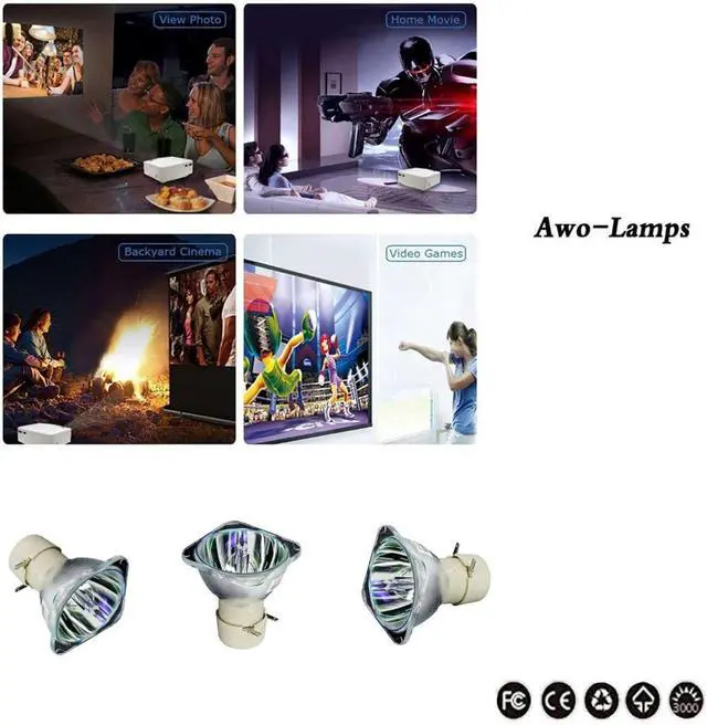 Alt view image 2 of 4 - AWO Original UHP225W Lamp Bulb for 5J.JFM05.001 Fit for BenQ MU686,MU706 Projectors
