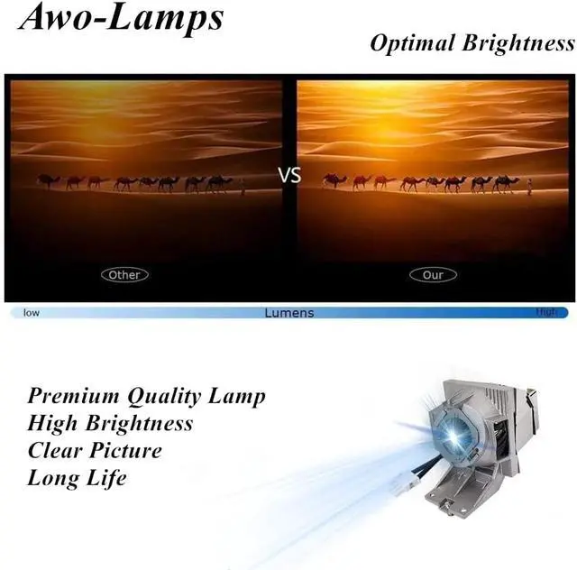 Alt view image 5 of 7 - AWO 5J.JHN05.001 Premium Replacement Lamp Bulb with Housing for BenQ W1700,W1720,HT2550,TK800,TK800M Projectors