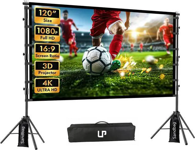 Main image of LP Outdoor Projector Screen with Stand, 120 inch Portable Projection Screen 16:9 4K HD Front Rear Projection Screen with Carry Bag, Sandbag - Wrinkle-Free Design for Home Theater Backyard Cinema