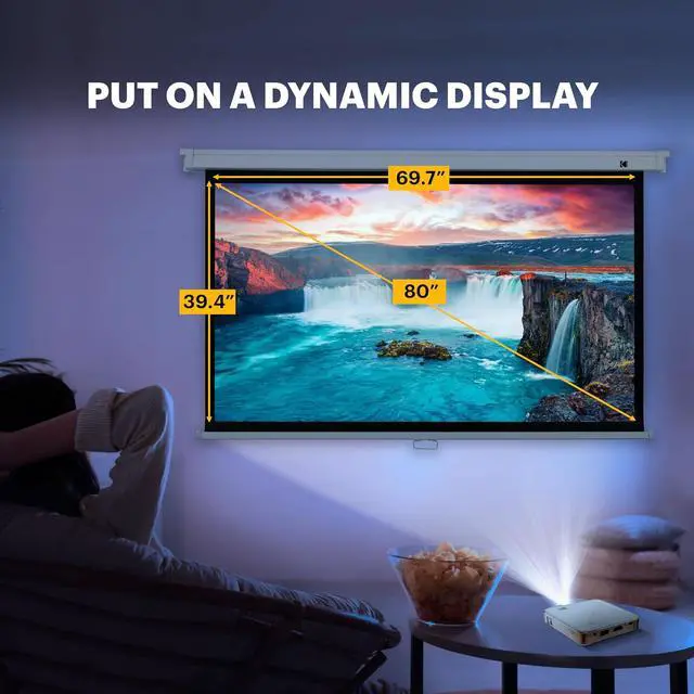 Alt view image 3 of 7 - Kodak Manual Pull-Down White Projector Screen 80" Inch