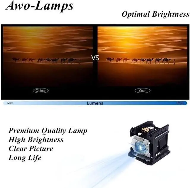 Alt view image 4 of 7 - AWO BL-FP370A / 5811118128-SOT Premium Replacement Lamp Bulb with Housing for OPTOMA EH503 EH505 W505 X605 Projectors