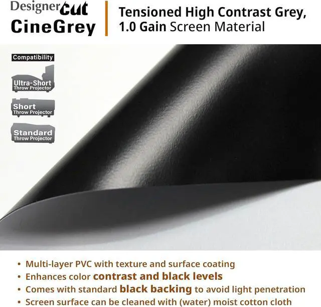 Alt view image 4 of 7 - Elite Screens Designer Cut, 135-inch 16:9, Blackout DIY High Contrast Grey Projector Screen Material, ZRM-135H-CINEGREY