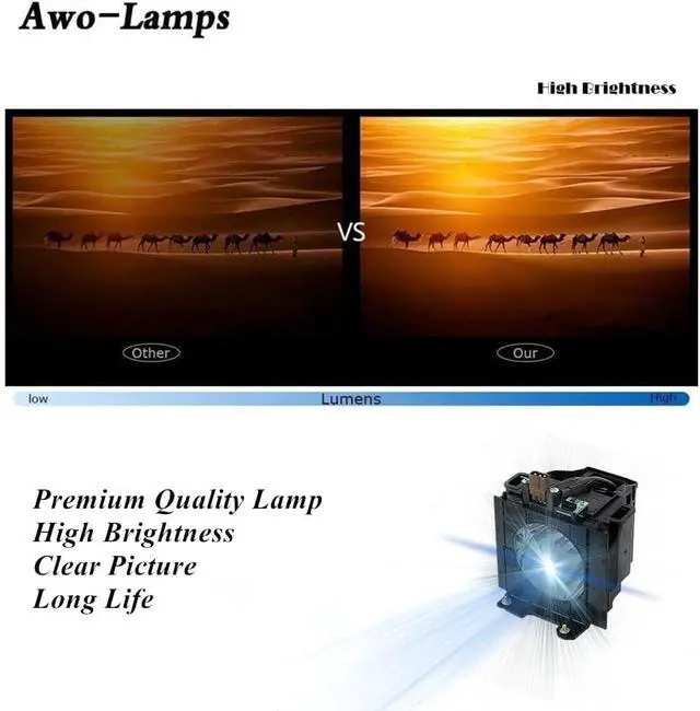Alt view image 5 of 7 - AWO ET-LAD40 / ET-LAD40W Premium Replacement Lamp Bulb with Housing for PANASONIC PT-D4000,PT-D4000U,PT-D4000UL,PT-D4000E,PT-D4000EL,PT-FD400 Projectors