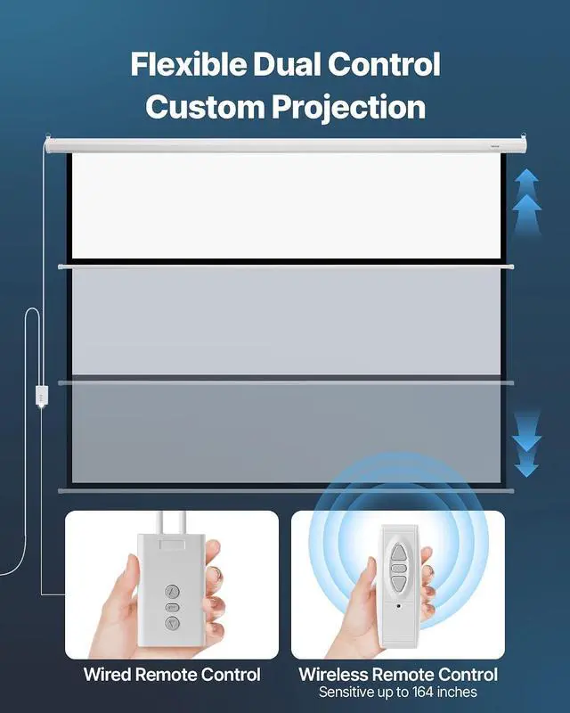 Alt view image 4 of 7 - VEVOR Motorized Projector Screen, 120 inch 4:3 1080 HD Electric Projector Screen, Wall Mounted Projection Dispaly Projector with Remote Control, Automatic Movie Screen for Family Home Office Theater
