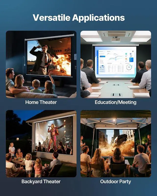 Alt view image 6 of 7 - VEVOR Motorized Projector Screen, 120 inch 4:3 1080 HD Electric Projector Screen, Wall Mounted Projection Dispaly Projector with Remote Control, Automatic Movie Screen for Family Home Office Theater